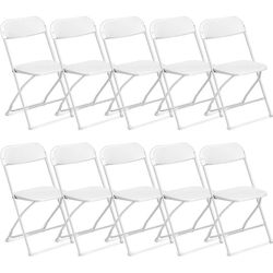 10 Pack Commercial Plastic Folding Chairs Stackable 