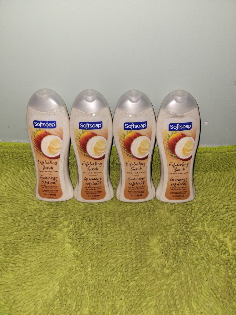 4 Softsoap Exfoliating Body Wash 20oz Coconut Butter Scent