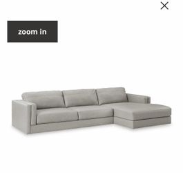 Gray Glacier 2-Piece Leather Sectional with Chaise