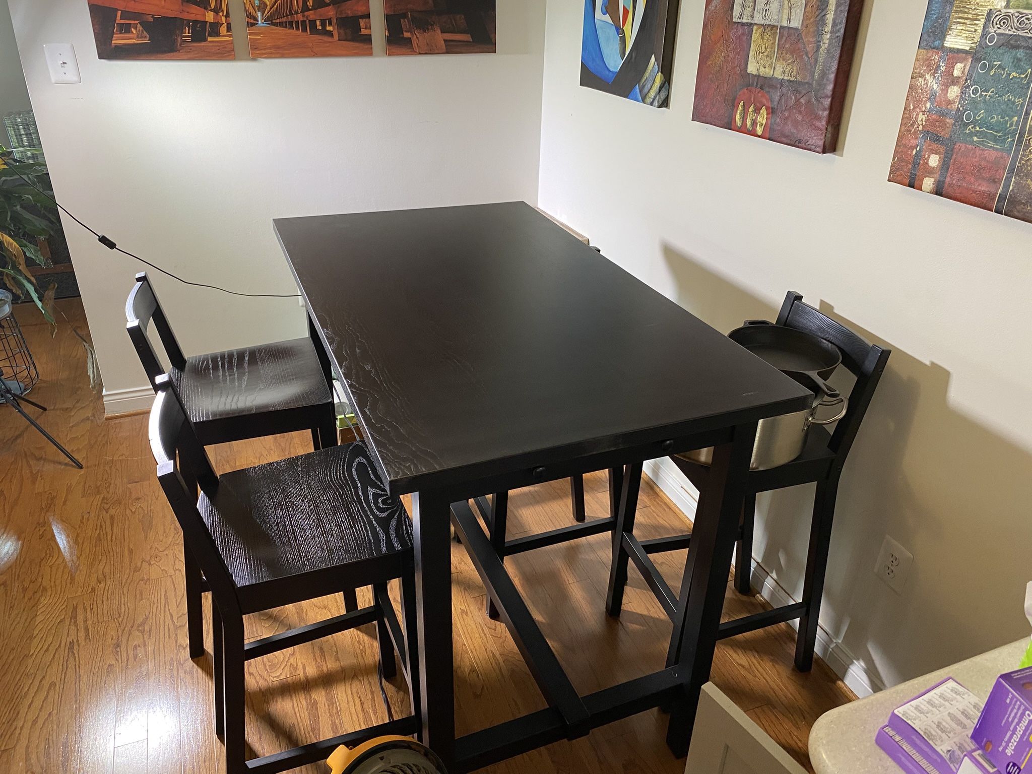 IKEA Nordviken Tall Bar Table With 4 Bar Stools