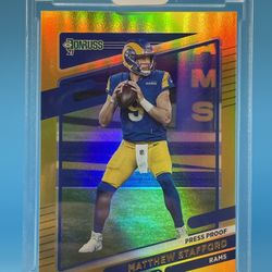 Matthew Stafford 2021 Panini Donruss Gold Holo Premium Stock Press Proof #139 