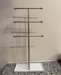 3-Tier Metal Jewelry Stand with Tray