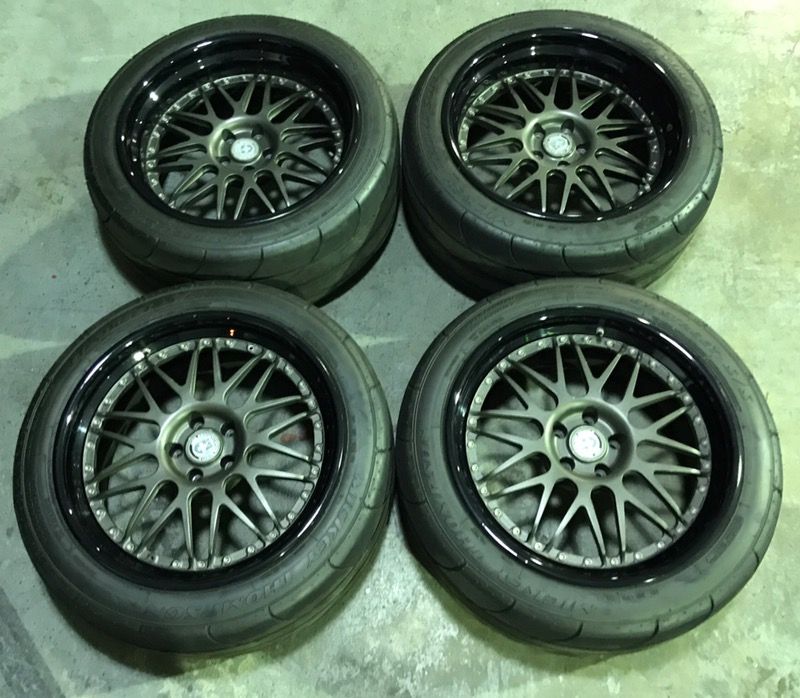 HRE WHEELS RIMS NISSAN GTR R35 STAGGERED W/ MICHEY THOMPSON RADIALS