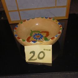 Large Pottery Handmade & Painted Fruit Bowl  