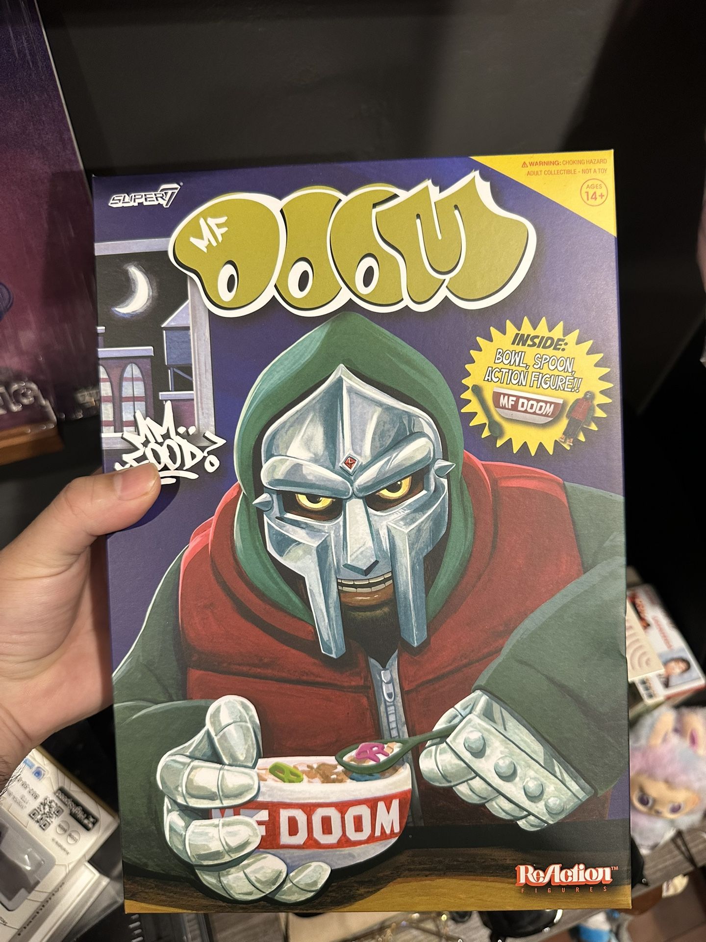 Super 7 MF DOOM Mmmm food Figure w Cereal Bowl And Spoon
