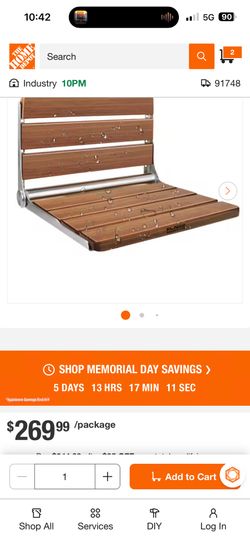 Wall Mounted Folding Teak Shower Seat for Inside Shower, Foldable Shower Bench in Brown