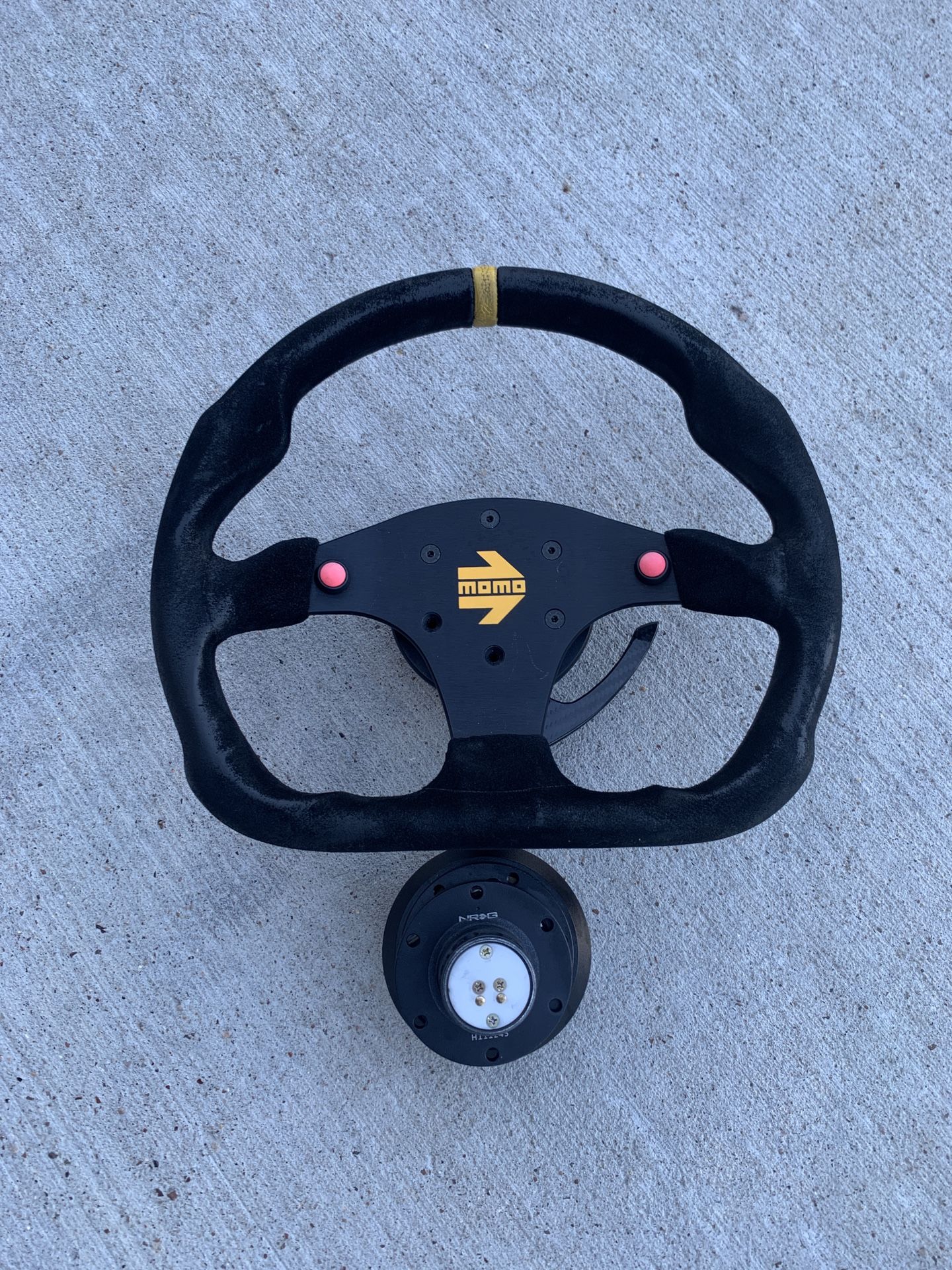 MOMO Black Suede with Buttons Steering Wheel