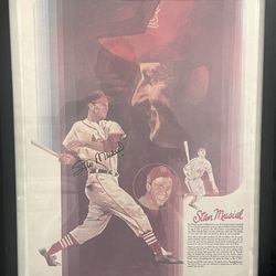 Stan Musial Framed Lithograph – Coca-Cola Baseball Greats Poster (21.5” x 25.5”)