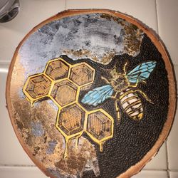 Handmade Pyrography Art On Circular Wood