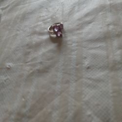 Sterling Silver 3 Stone Amyethist Ring Women's Size 9