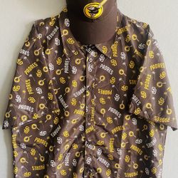 Padres Swinging Fryer Hat And Lg Hawaiian Button Up Shirt