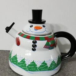Vintage 1980's Snowman Kettle Christmas Snowman Rare Whistling Mod Kettle