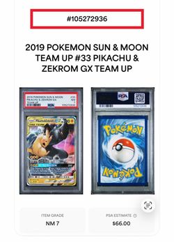 2019 POKEMON SUN & MOON TEAM UP #33 PIKACHU ZELROM GX