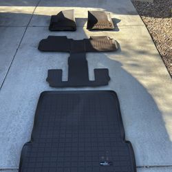 WeatherTech Lazer Floor Mats and Sun Shade  2019 GMC ACADIA COCOA BROWN