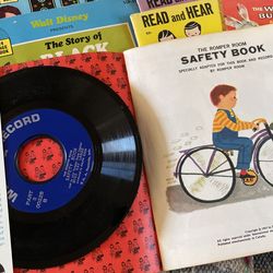 VINTAGE CHILDREN’S KIDS 1960s MID CENTURY VINYL LP 45 RECORDS READ AND HEAR LITTLE WONDER BOOK AND DISNEY