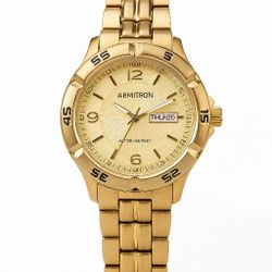Armitron Men’s Gold-Tone Stainless Steel Watch with Day/Date Display