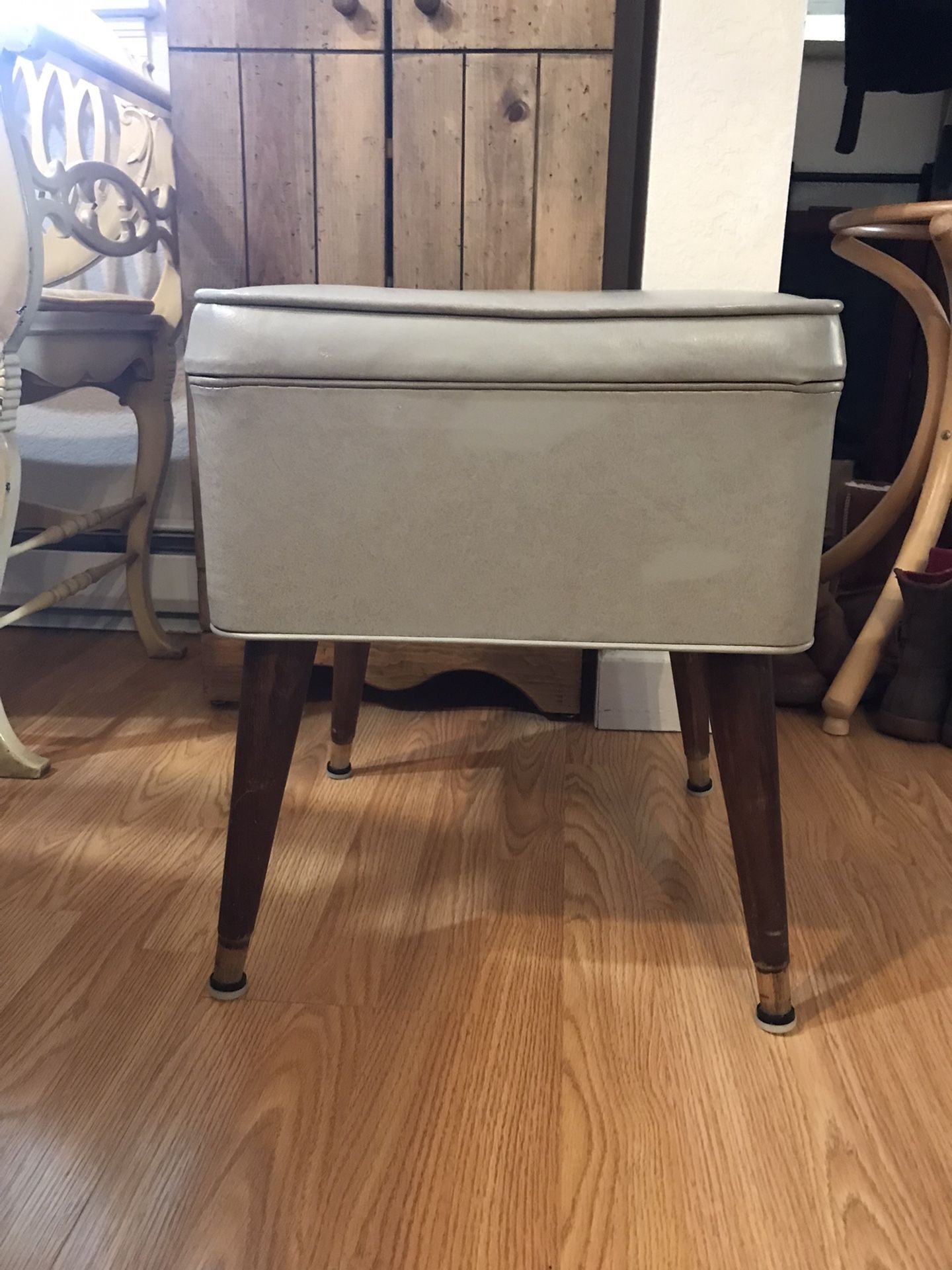 VINTAGE SEWING STOOL WITH STORAGE COMPARTMENT