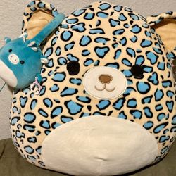 Squishmallows Emanga the Leopard 16” Plush with Dragon Headphones & Cat Pin BNWT