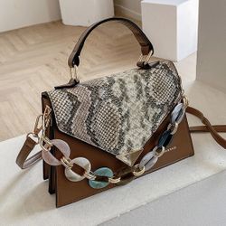 New Fashion Style Snakeskin Pattern Color Messenger Bag 