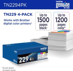 Genuine TN2294PK Standard Yield 4-Pack Printer Toner Cartridges #1855M R8