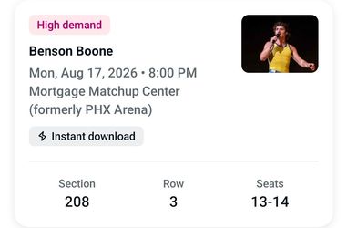 Benson Boone Concert Tickets – Aug 17, 2026