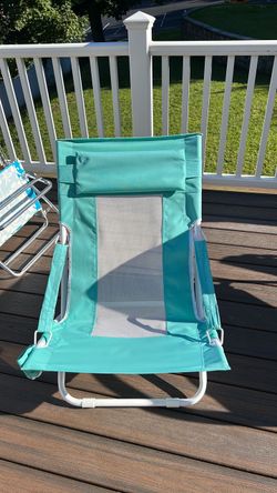 Teal Folding Low-Profile Beach Chair