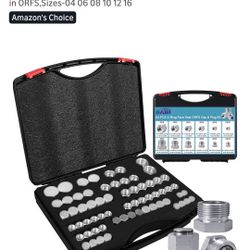64pcs ORFS Cap and Plug Kit O Ring Face Cap and Plug Kit,Hydraulic Plugs and Caps Kit with Precision Threaded in ORFS,Sizes-04 06 08 10 12 16
