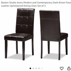 Set Of 2-Dining Chairs. Dark Brown.