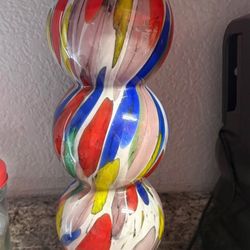 MIKASA Modern Abstractg Art Glass Splatter Vase Poland 16" Tall