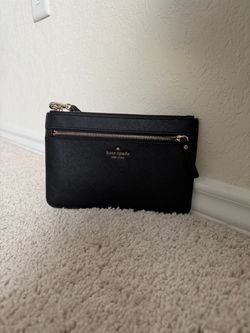 Kate Spade TINIE Black Leather ZipTop Wristlet Wallet Purse