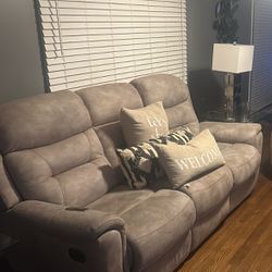 Recliner Sofa &  Loveseat And 2 Tables