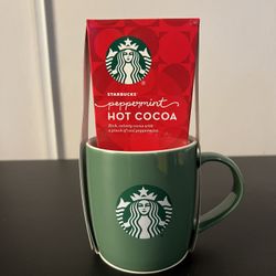Starbucks Holiday 2021 Gift Set Hot Cocoa 12 oz Green Siren Logo Coffee Mug