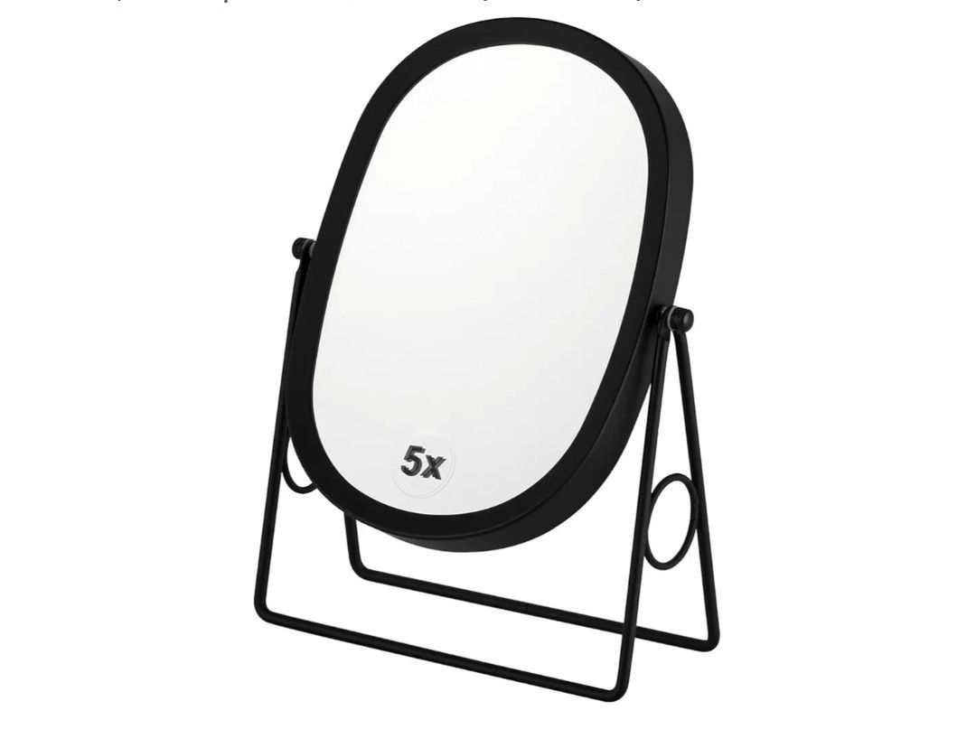 New Classic Dual Sided 5X and 1X Magnifying Makeup Mirror and Tabletop Standing 360° Rotation Vanity Mirror,Desktop Cosmetic Mirror (Matt Black)