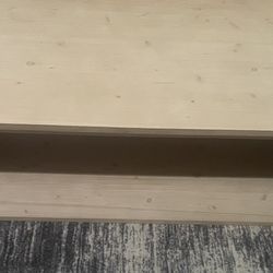 Crate And Barrel Vernon Natural Pine Wood 56" Rectangular Coffee Table with Shelf