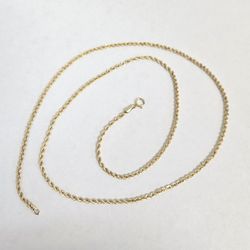10kt Gold Hollow Rope Chain 20"