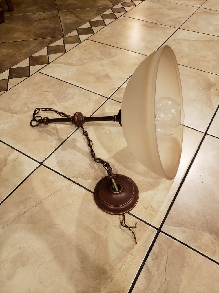 Free Light fixture Bristol Collection 1-Light Nutmeg Bronze Pendant with Tea-Stained Glass Shade by Hampton Bay