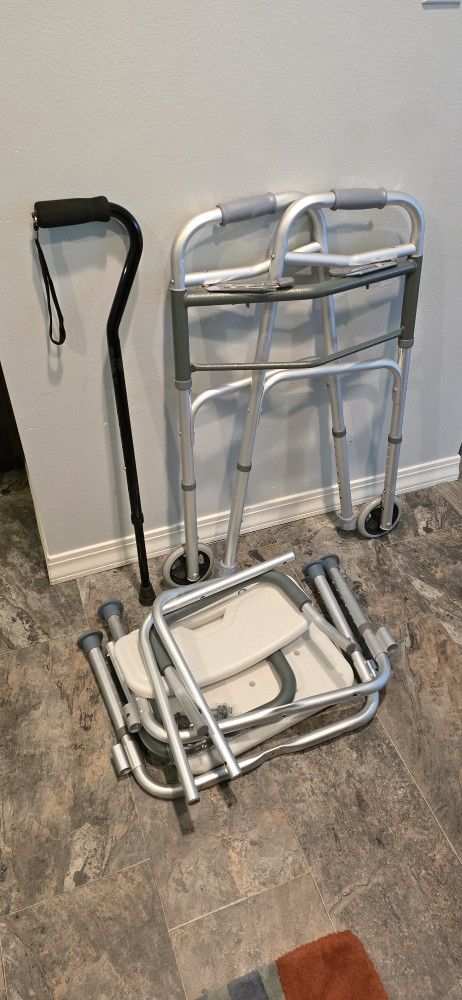 Cane, Walker And Shower Chair