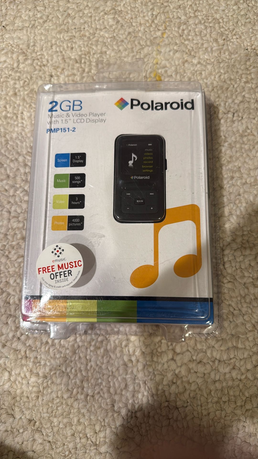 2 Gb Polaroid Mp3 Player New