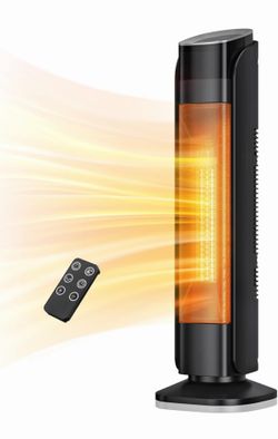1500W 24" Portable Electric Heaters for Indoor Use,75° Oscillation,3 Modes,8H Timer, Quite PTC Ceramic Heating with Thermostat,Safety Protection,Remot