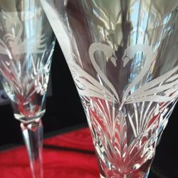 WATERFORD WEDDING, SWANS, 2 FLUTES,,  $100 FOR 2 WITH BOX.  HAVE MANY OTHER WATERFORD GLASSES.  PU 15&8 OR 15&POWAY RD.  ASK FOR PRICES.