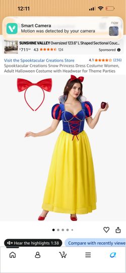 Snow White Princess Halloween Costume with Headband