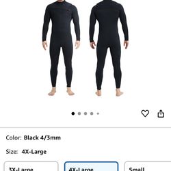 Lemorecn Wetsuit 4XL Black 4/3