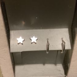 Sterling Silver Earrings (2 Pairs Stars/hoops)