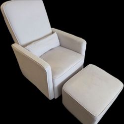daVinci Olive Glider and Ottoman - Cream Finish with Cream Piping