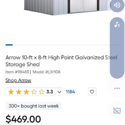 8x10 Arrow Storage Shed