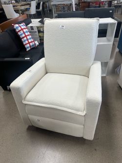 White Boucle Recliner Chair