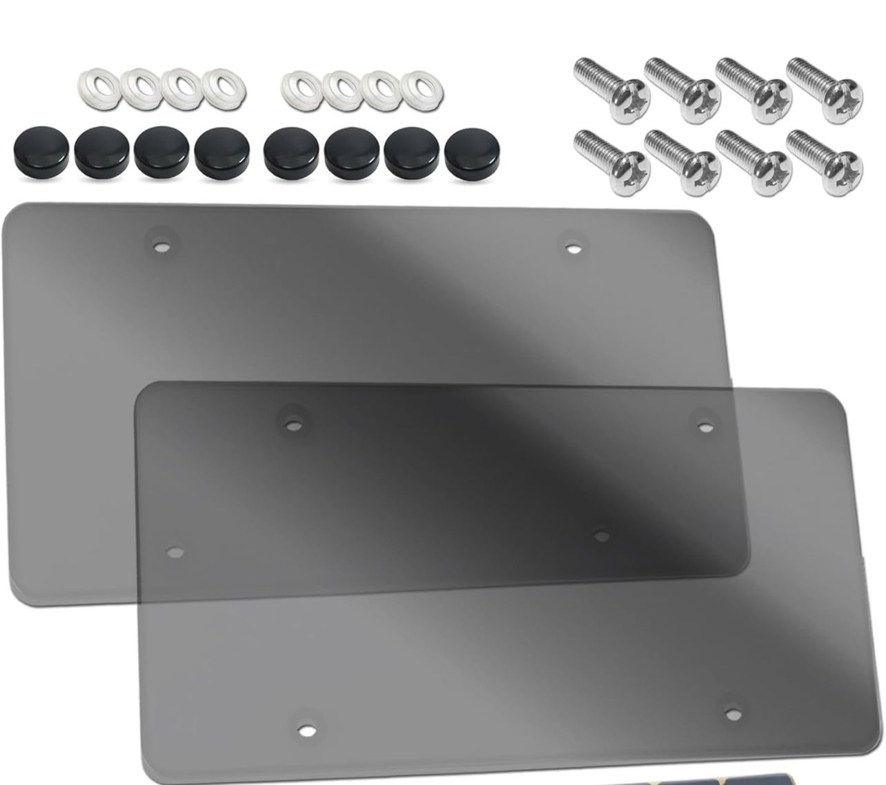 License Plate Protector- Flat License Plate Covers, Unbreakable License Plate Covers License Plate Frames with Screw Caps Cover Kit, Protective Cover