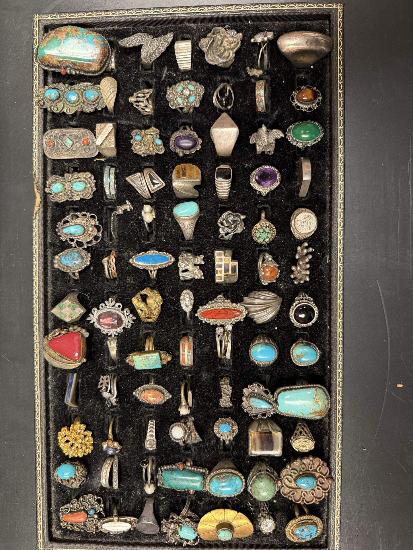 Large Lot Of Sterling Silver, Turquoise Rings And Miscellaneous Vintage Rings