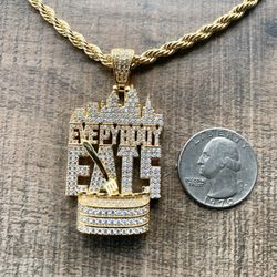 ‼️🔥🔥Lab Diamond 💎 Micro Pave CZ 💯‼️🧨EVERYBODY EATS Pendant‼️Free Chain 💰💰free Gift Box 🎁 Only Shipping Available✈️🚀🚀🔥🔥