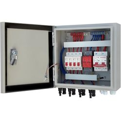 Hardcover Solar Combiner Box with 4 Strings, 80 A Circuit Breakers. 